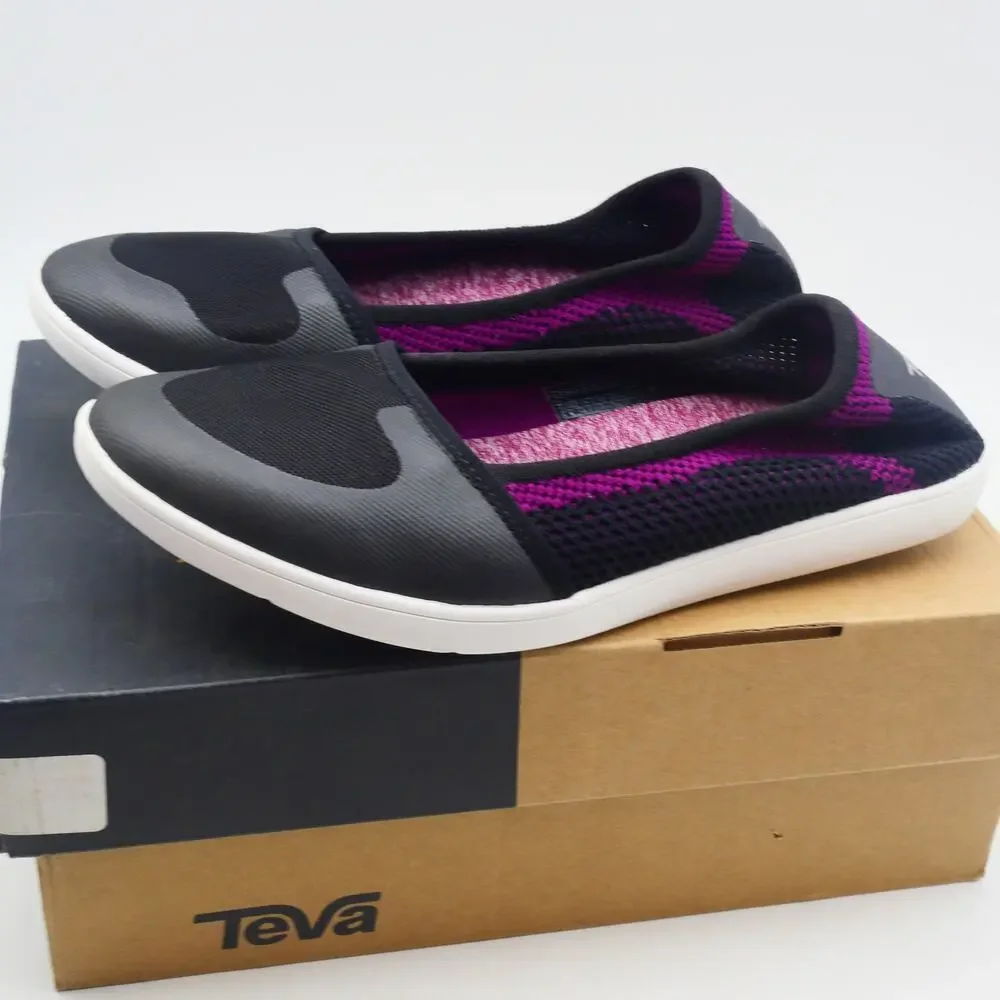 NEW Teva Women's 8 Hydro-Life Ballet Flats Slip on Shoes Black Purple